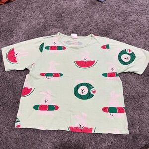 Korean brand 100% Cotton Cute Watermelon Print Shirt